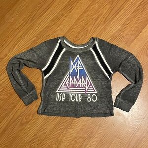 Def Leppard USA Tour ‘80 Womens Sz S Crop Top Sweatshirt